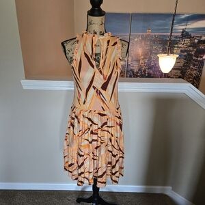 Sleeveless Abstract Print Midi Dress